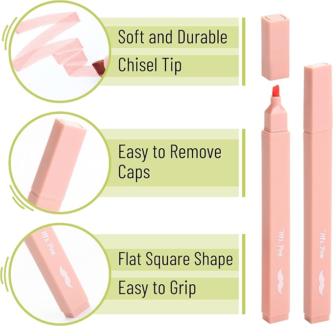 Mr. Pen- Aesthetic Highlighters No Bleed, 8 Pack, Boho Colors, Chisel Tip | - Image 3