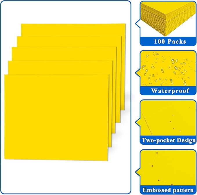 Zzrywuty 100 Packs Yellow Two Pocket File Folders - Image 4