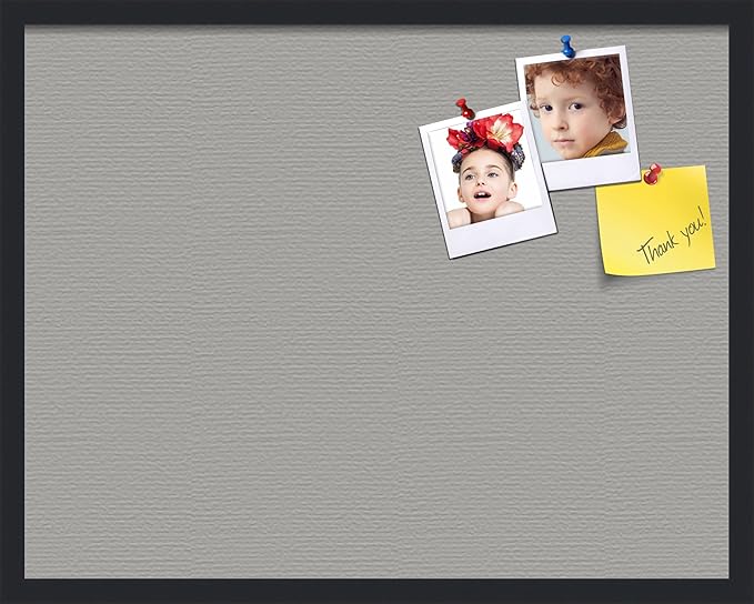PinPix 28x22 Inch Cork Bulletin Board. This Decorative Framed Pin Board Comes with Dark Stone Design and a Satin Black Frame. Ideal for Home Office Decor or Message Board (PinPix-1808)-DeskLoop Office