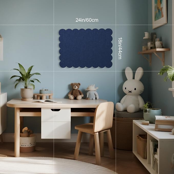 Lightomorrow Scalloped Bulletin Board, 24 x 18 Inches Felt Pin Board - Image 3