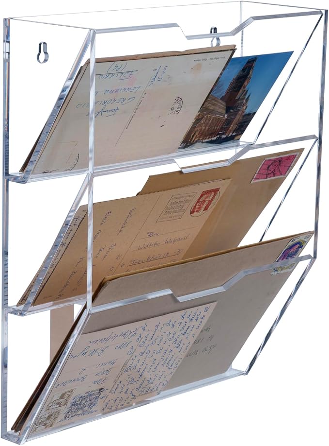 MyGift 3 Tier 10 Inch Clear Acrylic Mail Sorter, Wall Mounted Letter Holder by MyGiftHome