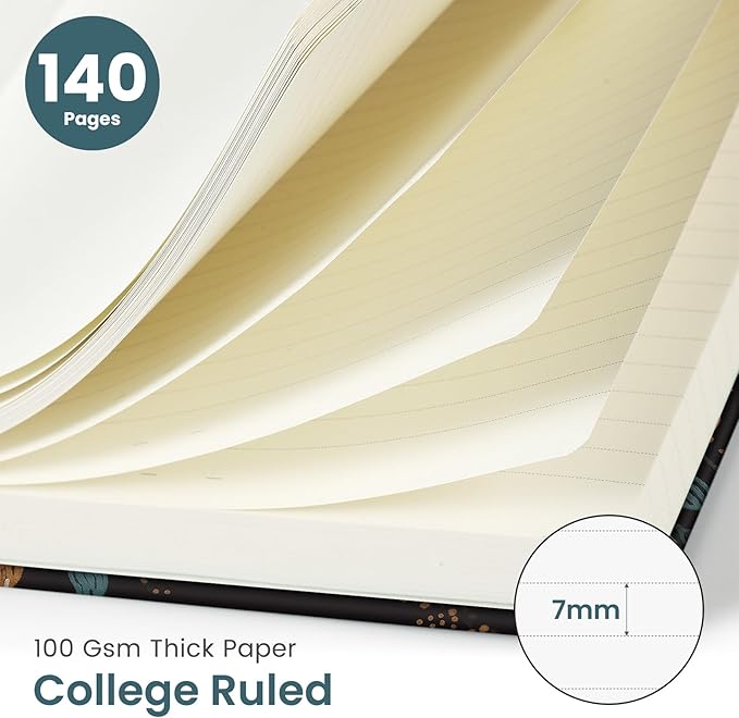 Lined Spiral Journal Notebook for Women, Cute A5 College Ruled Hardcover Notebook for Work & Note Taking, Aesthetic Pretty Journal for Writing, 140 Pages, Vintage Petals-DeskLoop Office