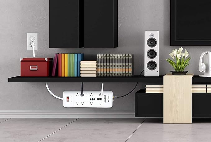 Digital Energy 10-Outlet Straight Plug 4050 Joules Heavy Duty Surge Protector (8 FT, WHT)-DeskLoop Office