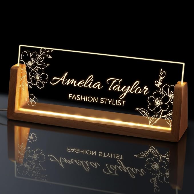 Custom Light Up Name Plate for Desk, Personalized LED Acrylic Name Sign by GifXifyCustomGifts