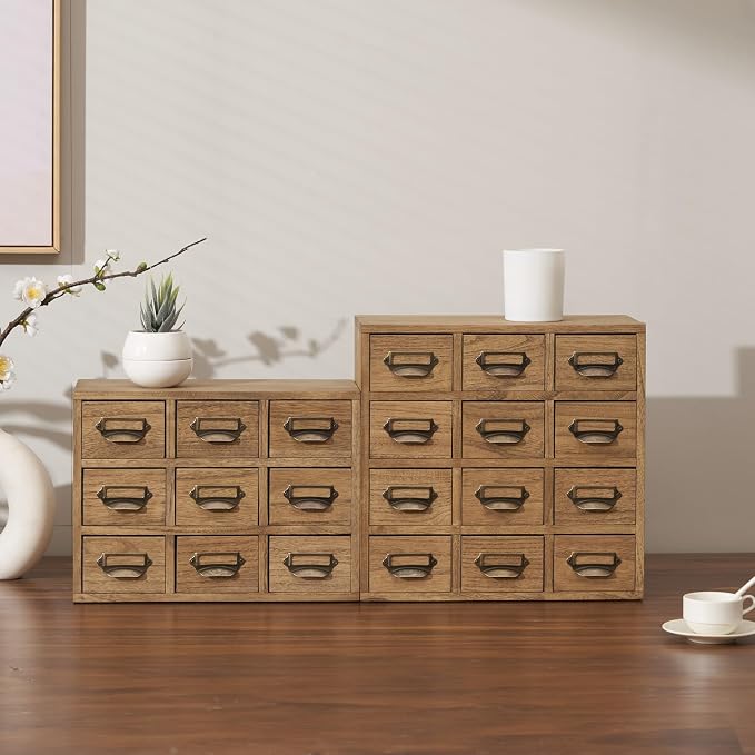 KIRIGEN Wooden Desk Storage Cabinet 12 Drawers Mini Chest - Image 2