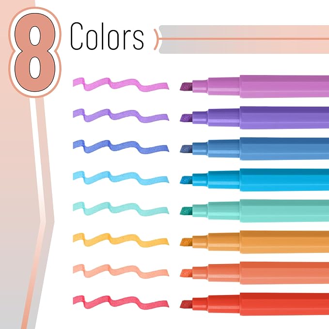 Mr. Pen- Aesthetic Highlighters No Bleed, 8 Pack, Chisel Tip | Cute Bible - Image 2