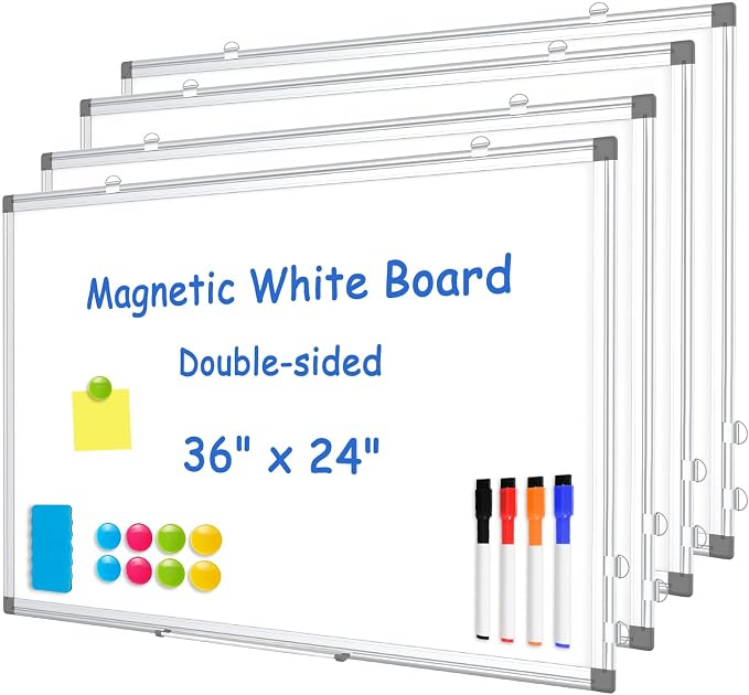 WALGLASS 4 Pack White Board, Hanging Mounted Whiteboard, Horizontal or Vertical by WALGLASS