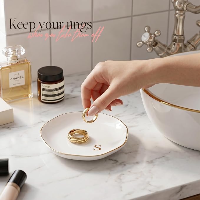 Ceramic Jewelry Tray, Personalized Initial Jewelry Dish - Image 5