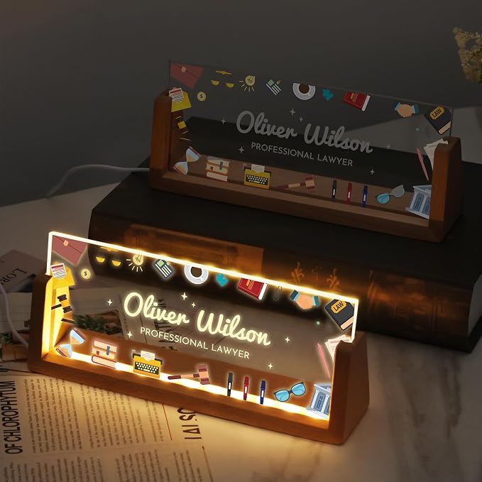 Custom Light Up Name Plate for Desk, Personalized LED Acrylic Name Sign - Image 2
