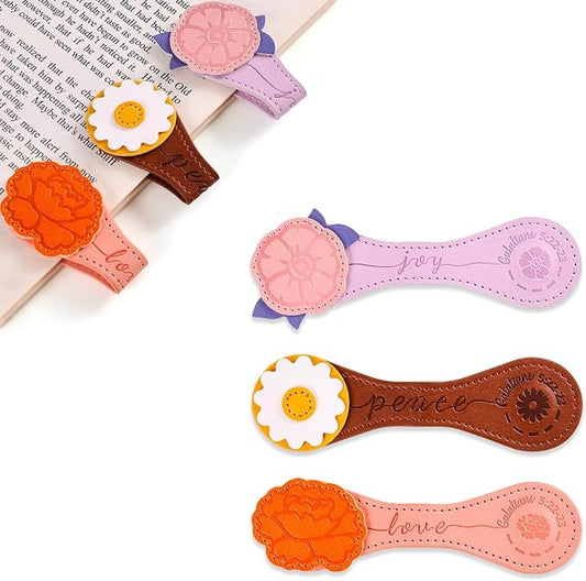 3 PCS Fruit of Spirit Magnetic Leather Bookmarks, Floral Patterns of Galatians by emmoolife