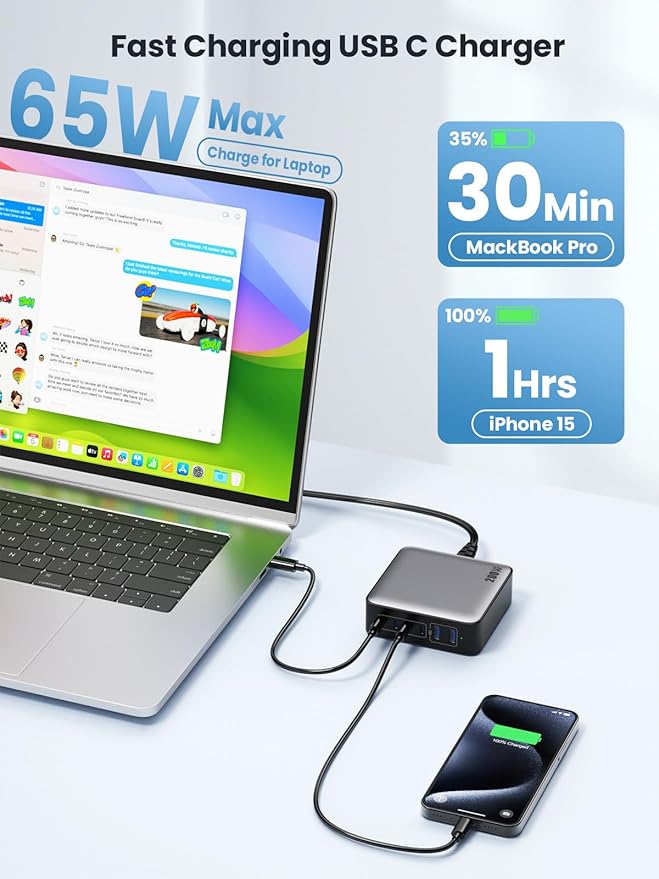 USB C Charger Block 200W[2025 Upgraded] GaN III 6 Port Fast Charging Station Hub,PD 65W USB C Laptop Charger Compatible with MacBook Pro/Air,iPad,iPhone 16/15,Galaxy S23/S24 Steam Deck Dell XPS etc-DeskLoop Office