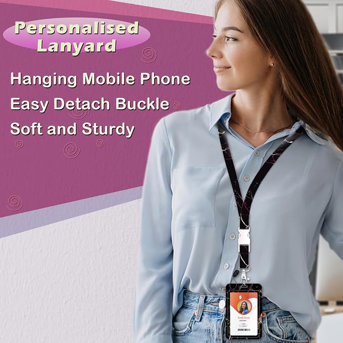 ID Badge Holder with Lanyard, Retractable ID Badge Card Holders Detachable Neck - Image 4