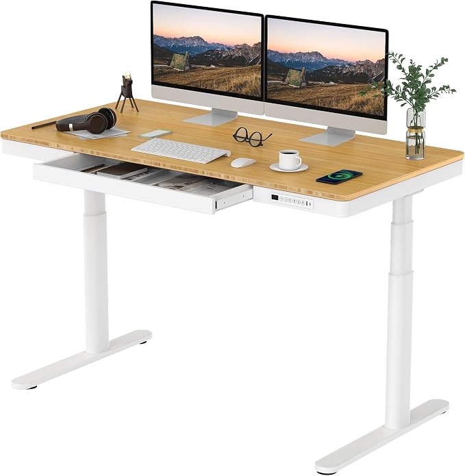 SANODESK Standing Desk with Drawer, Dual Motor 3 Stage Electric Height by sanodesk