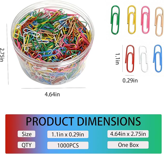 Paper Clips Colorful, Durable and Rustproof, Coated Paperclips Great - Image 2