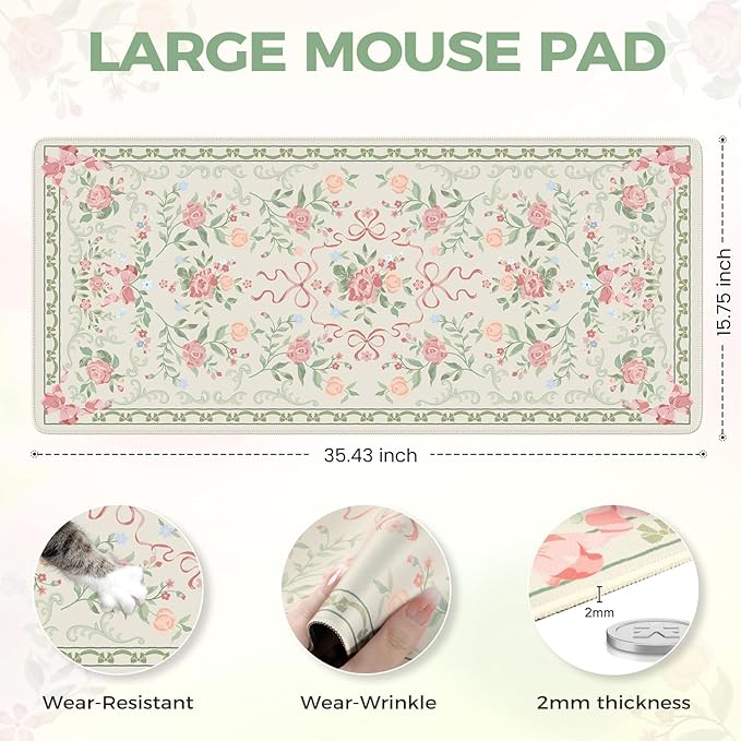 iCasso Green Desk Mat, Cute Desk Pad - Image 2