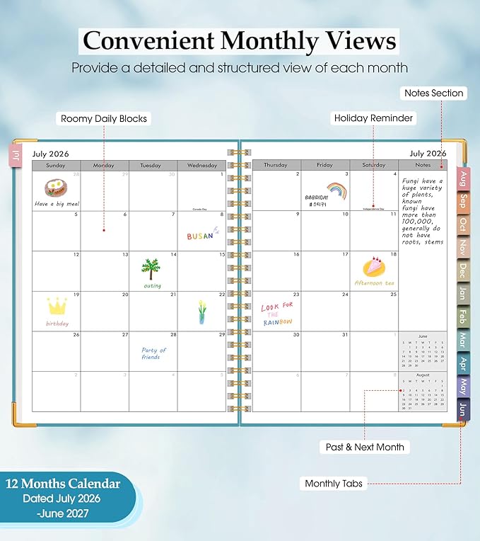 Academic Planner 2026-2027, Hardcover Leather Weekly and Monthly Calendar - Image 2