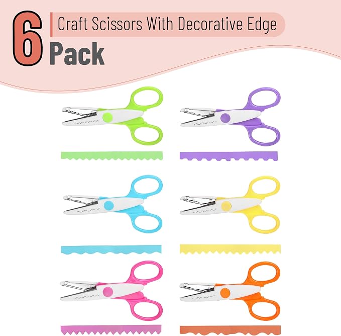 Mr. Pen- Craft Scissors Decorative Edge, 6 Pack, Scrapbooking - Image 2