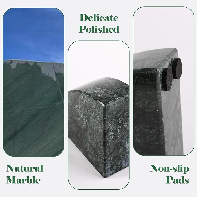 Karibiber Marble Bookend for Shelves, Non-Skid Bookends for Heavy Books - Image 3