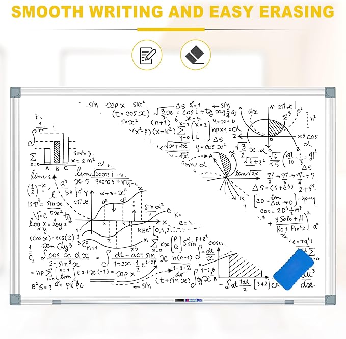 H-Qprobd Magnetic Dry Erase White Board, Dry Erase Board for Wall 48" X 36" Aluminum Frame, Hanging Whiteboard for Home, School, Office, Kitchen-DeskLoop Office