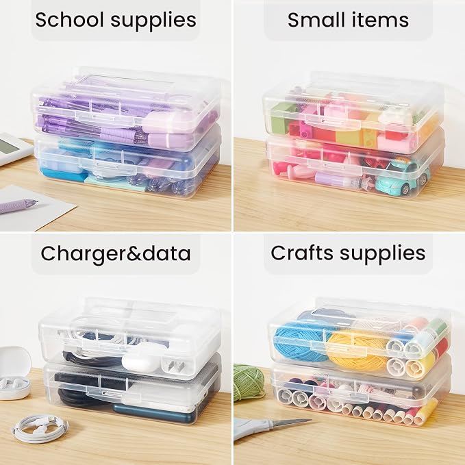 Sooez Clear Pencil Case 6 Pack – Plastic Pencil Box & Crayon Box Bulk, Large - Image 6