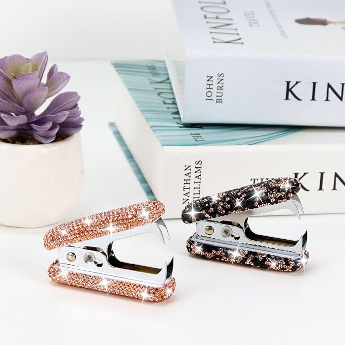 MultiBey Rhinestone Staple Remover, Handmade Bling Crystal Gold Cute Staple - Image 2