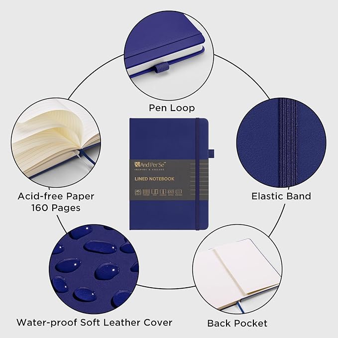 &And Per Se Lined Journal Notebook, 160 Pages, A5 5.7 x 8 inches College Ruled - Image 4