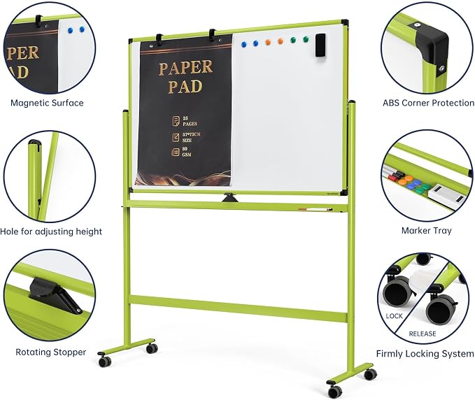 Large Dry-Erase Rolling Magnetic Whiteboard - Image 3