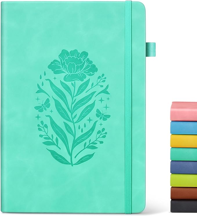 Lined Journal Notebook for Women, A5 Green Hardcover Leather Journals for by MUAHLIUB