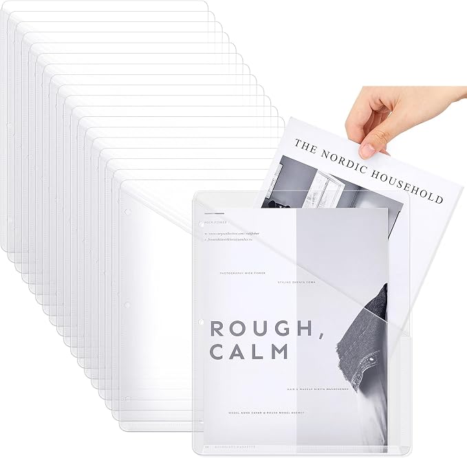 Seajan 24 Pcs Pocket Folders for 3 Ring Binder Clear Plastic Folders Sleeves by Seajan