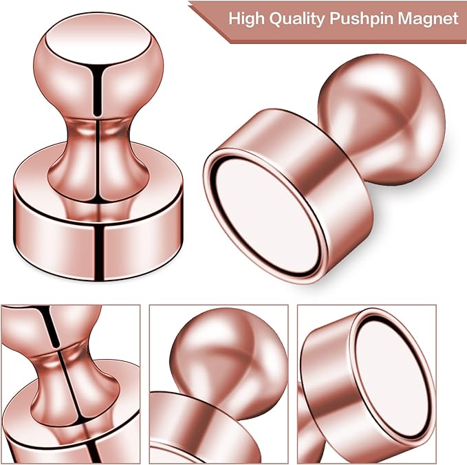 LOVIMAG 20 PCS Refrigerator Magnets, Rose Gold Fridge Magnet Strong Magnets for Whiteboard, Small Neodymium Magnetic Ideal for Push Pin, Office, Classroom, Map-DeskLoop Office