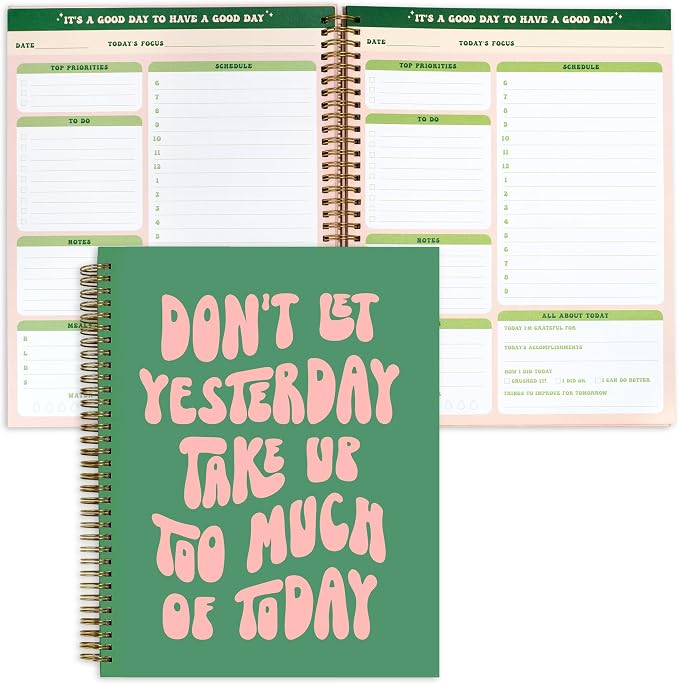 Undated Daily Planner Notebook 7.75x10, Cute Planner Notebook, Large Hardcover by THiNKABLE