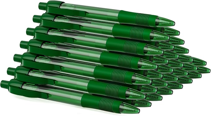 deegtran Pens Bulk, 30 Pack No Bleed Green Ink Click Pens by DEEGTRANPENS
