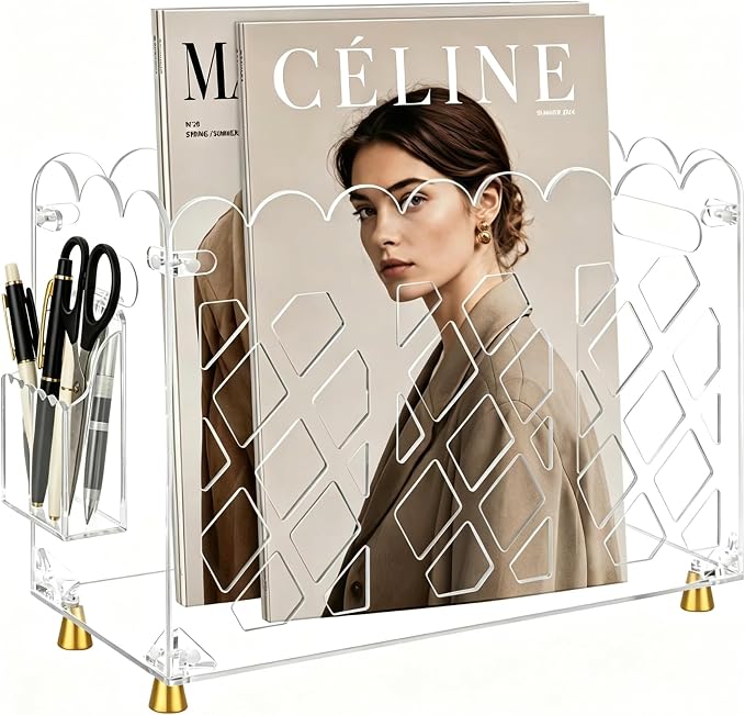 Clear Acrylic Magazine Holder by Unknown