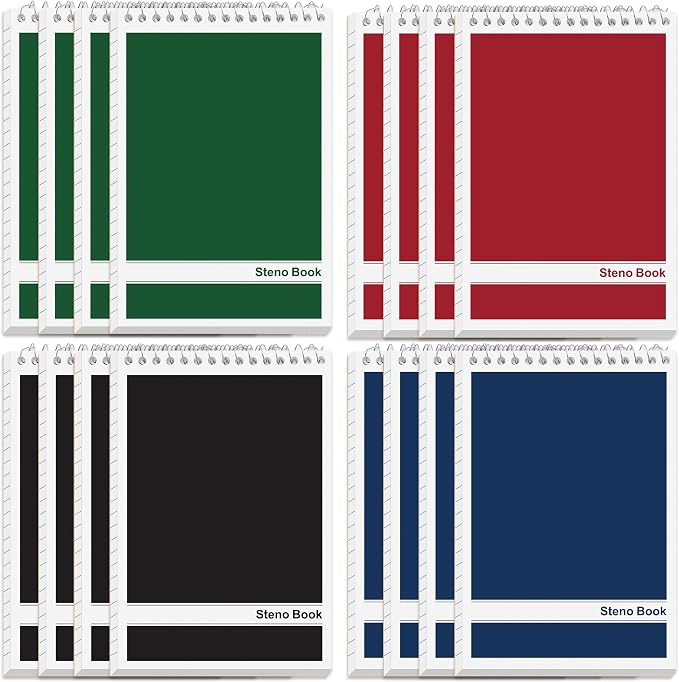 16 Pack Steno Pads 6 x 9 in Top Spiral Notebook Bulk Pack 4 Classic Color Note by UZLUbuywithconfidence