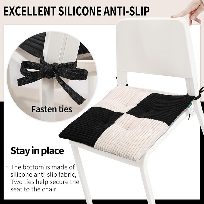 Office Stacking Chair Cushions 4 Pack, Corduroy High Density Foam Kitchen Seat - Image 4