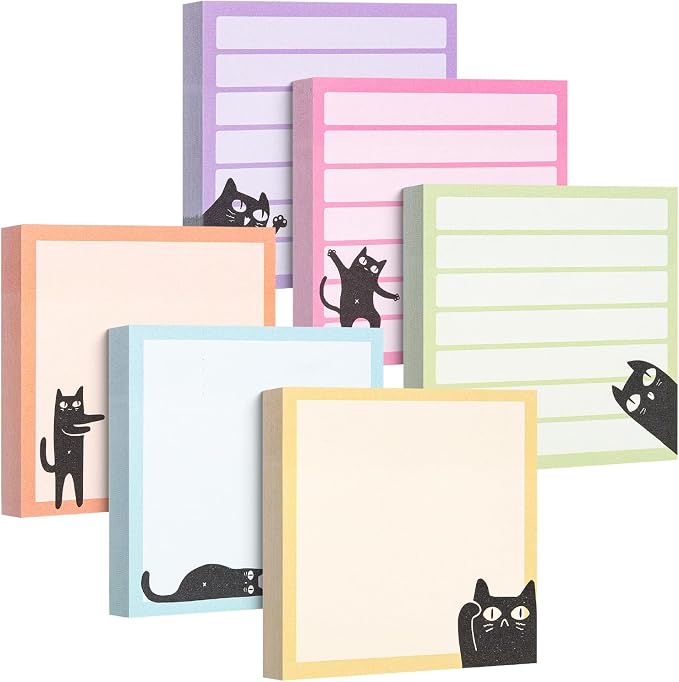 Mr. Pen- Black Cat Sticky Notes Set, 6 Pads, 480 Sheets | Black Cat Sticky Notes by MrPen