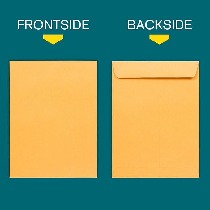6x9 Brown Kraft Open End Envelopes Peel & Seal, 100 Pack, Self Seal Mailing - Image 2