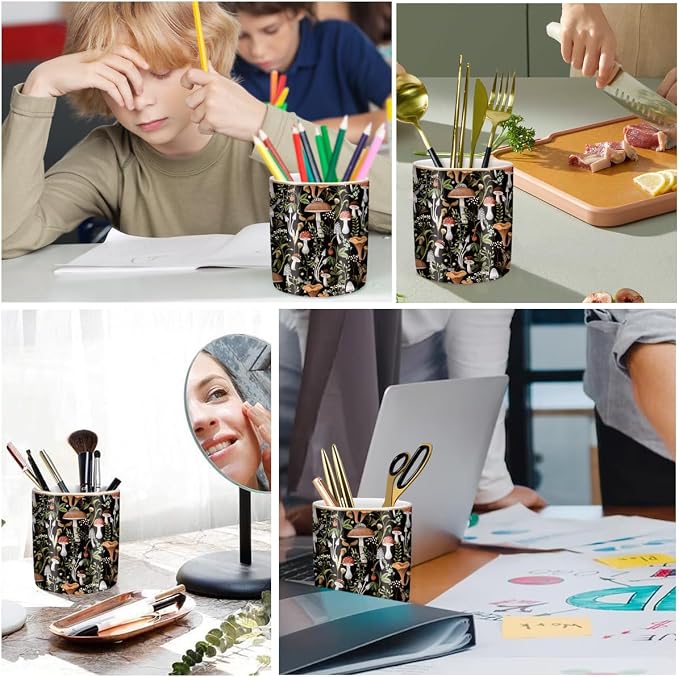 Pen Pencil Holder for Desk, Ceramic Pen Cup Cute Makeup Brush Holder, Unique - Image 2