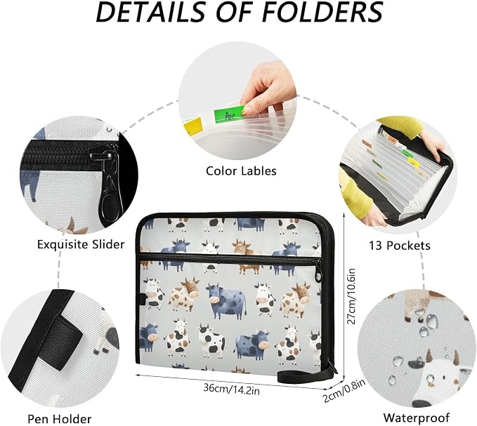 Cute Cows Accordion File Organizer Expanding Document Folder - Image 3