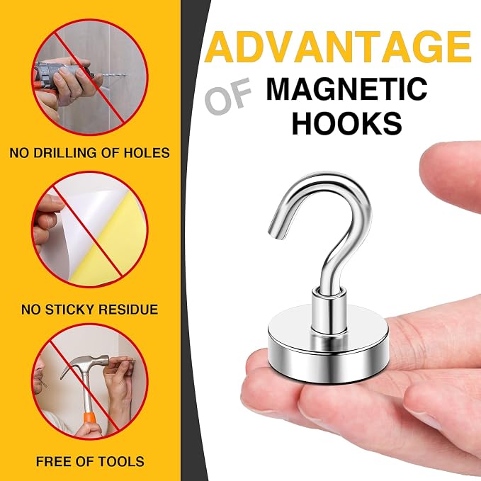 DIYMAG Magnetic Hooks, 50 LB Heavy Duty Magnet - Image 5