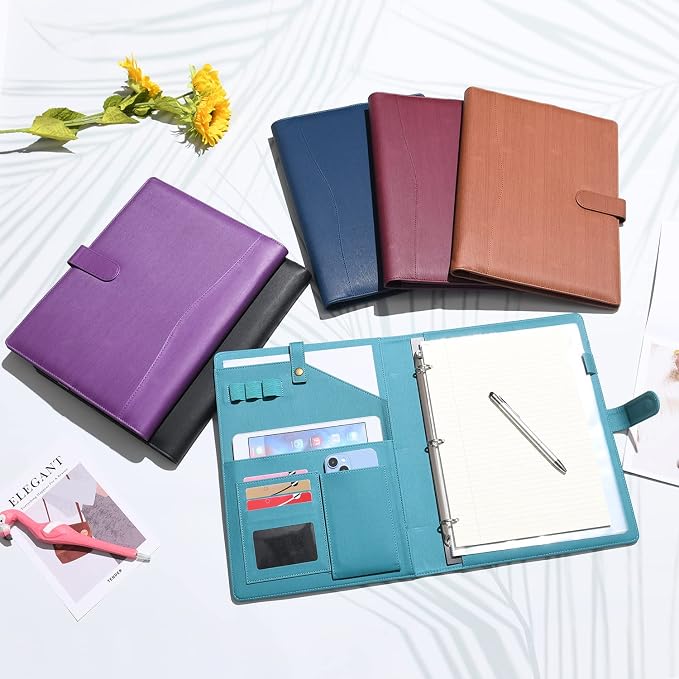 Wonderpool A4 PU Leather Portfolio Holder Ring File Document Case - Image 6