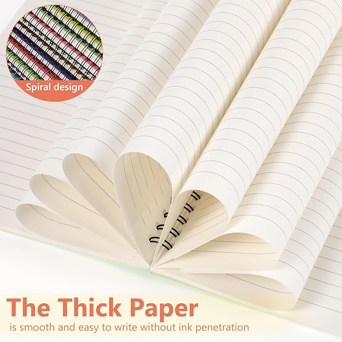 Fuutreo 12 Pcs Spiral Notebook for Work A5 8.3 x 5.7 Inch College Ruled Spiral Journal Notebook Kraft Cover Ruled Paper, 12 Color, 60 Sheets, 120 Pages for Office School (Innovative)-DeskLoop Office