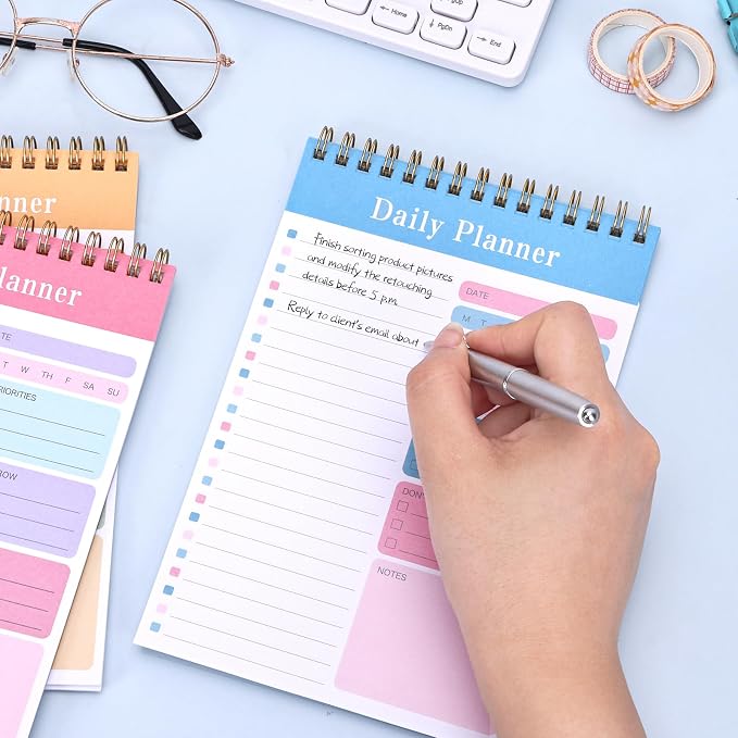 LABUK 5 Pack Daily To Do List Notebook 5" x 8" Daily Planner 30 Sheets Spiral - Image 2