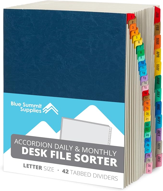 Blue Summit Expandable Monthly File Organizer, Tickler File Combo 31 Daily and by BlueSummitSupplies