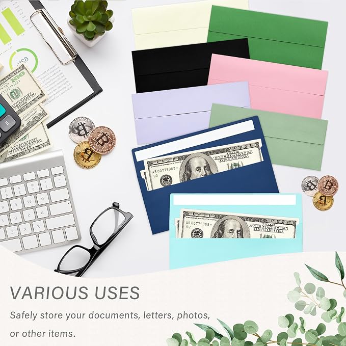 50 Pack #10 Business Envelopes, Self Seal Standard Sage Green Envelopes - Image 6