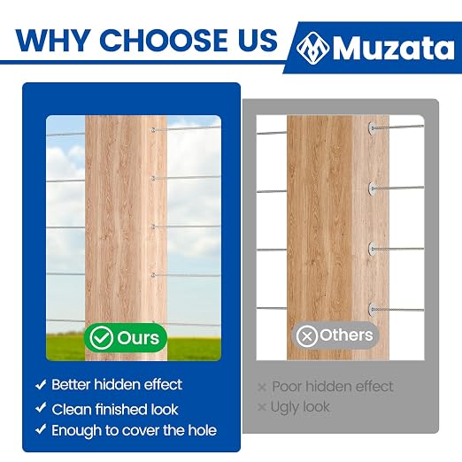 Muzata 100PCS Stainless Steel T316 Protective Sleeves Cable Railing Kit - Image 3