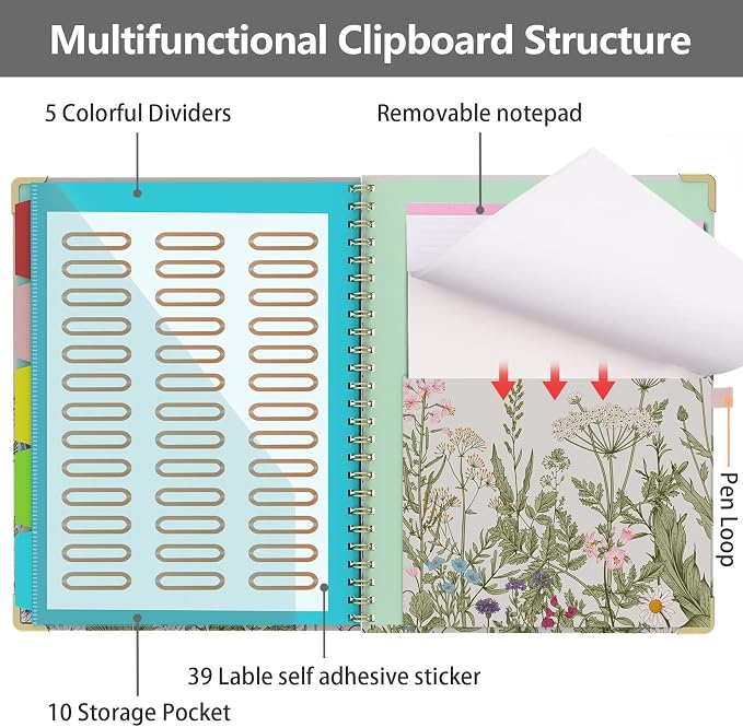 Clipboard Folio with Storage 8.5 X 11 Padfolio Notebook, Clipboards with - Image 3
