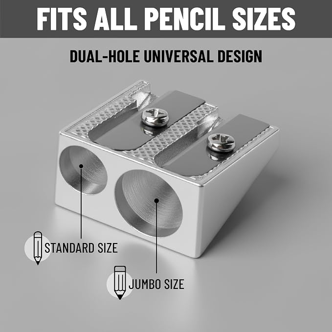 Mr. Pen- Handheld Metal Pencil Sharpener, 6 Pack | 2-Hole Dual Size, Metal - Image 2