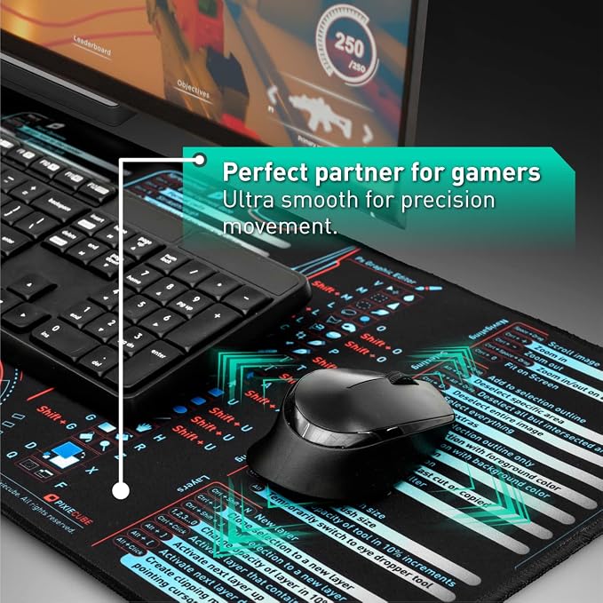 Pixiecube Windows, Adobe Photoshop Shortcut Keys Extended Large Mouse Pad | - Image 5