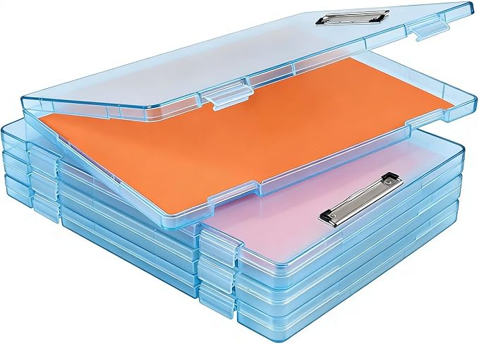Letter Size Clipboard with Storage 8.5 * 11, Plastic Clear Blue Clipboard File by ZHIQUANQIHAN